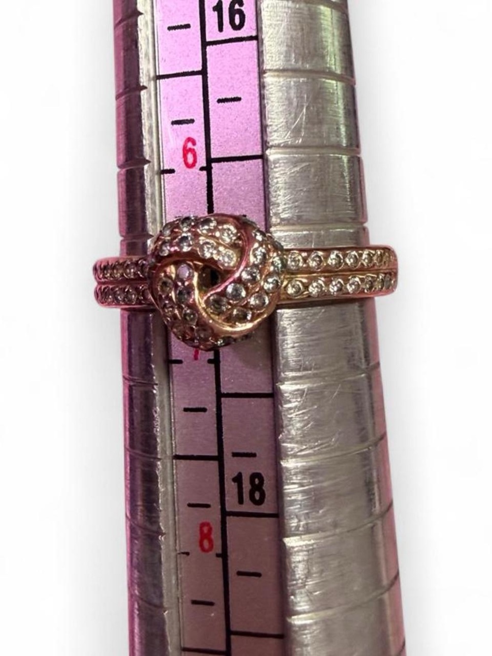Pandora Love Knot Swirl Ring Gold Tone CZ ALE MET 54 Size 7